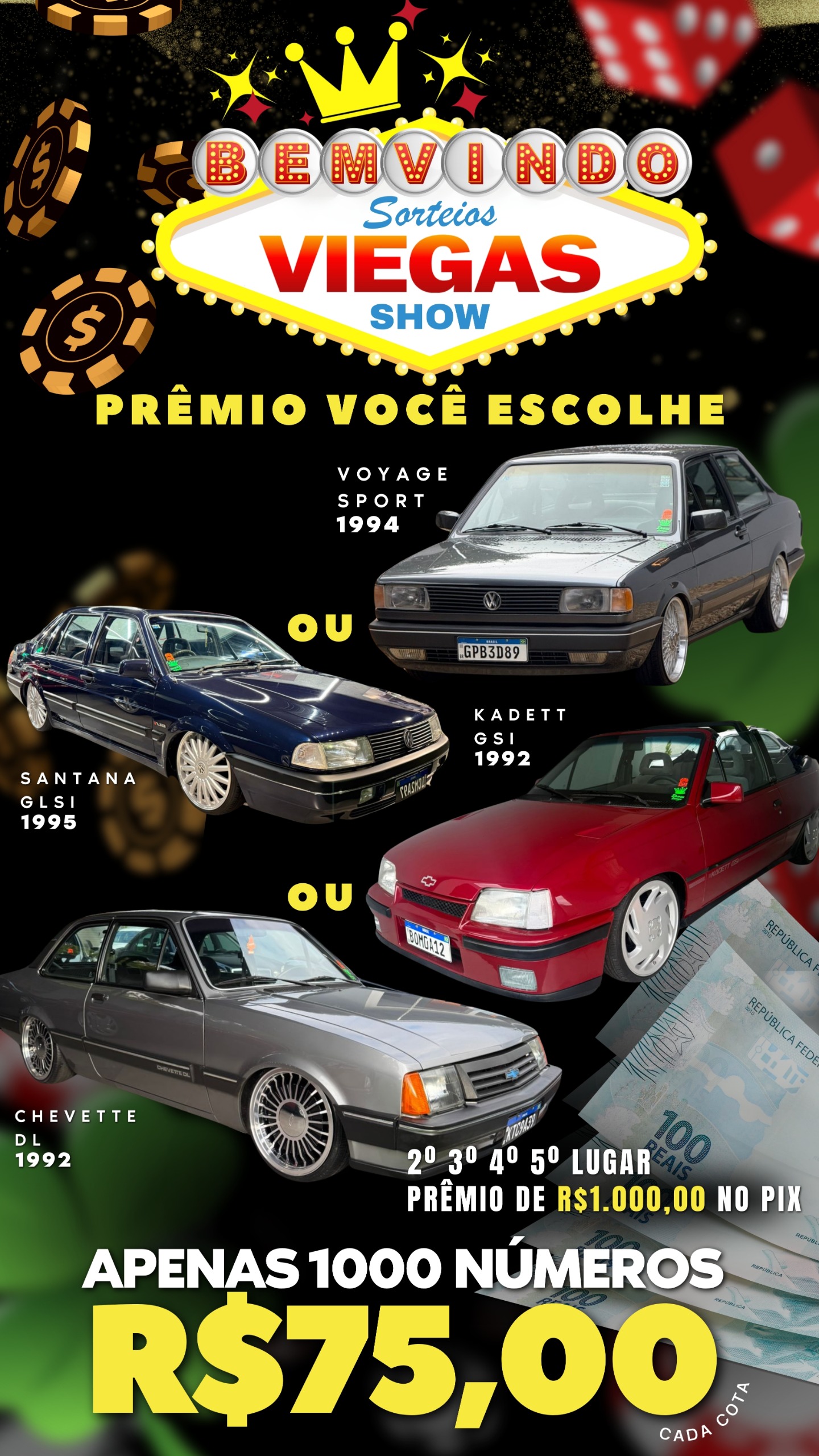 VOYAGE/KADETT/CHEVETTE OU SANTANA POR APENAS 75 REAIS
