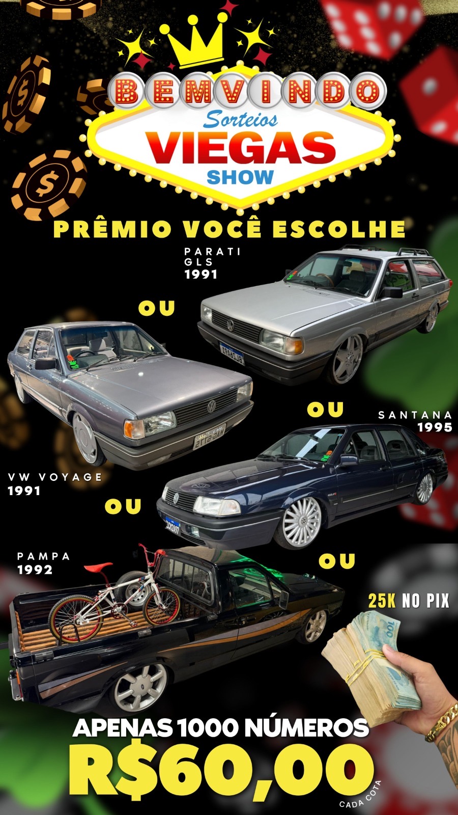 VOYAGE91/PARATI91/PAMPA92/SANTANA95 ou 25K no pix por apenas 60 reais