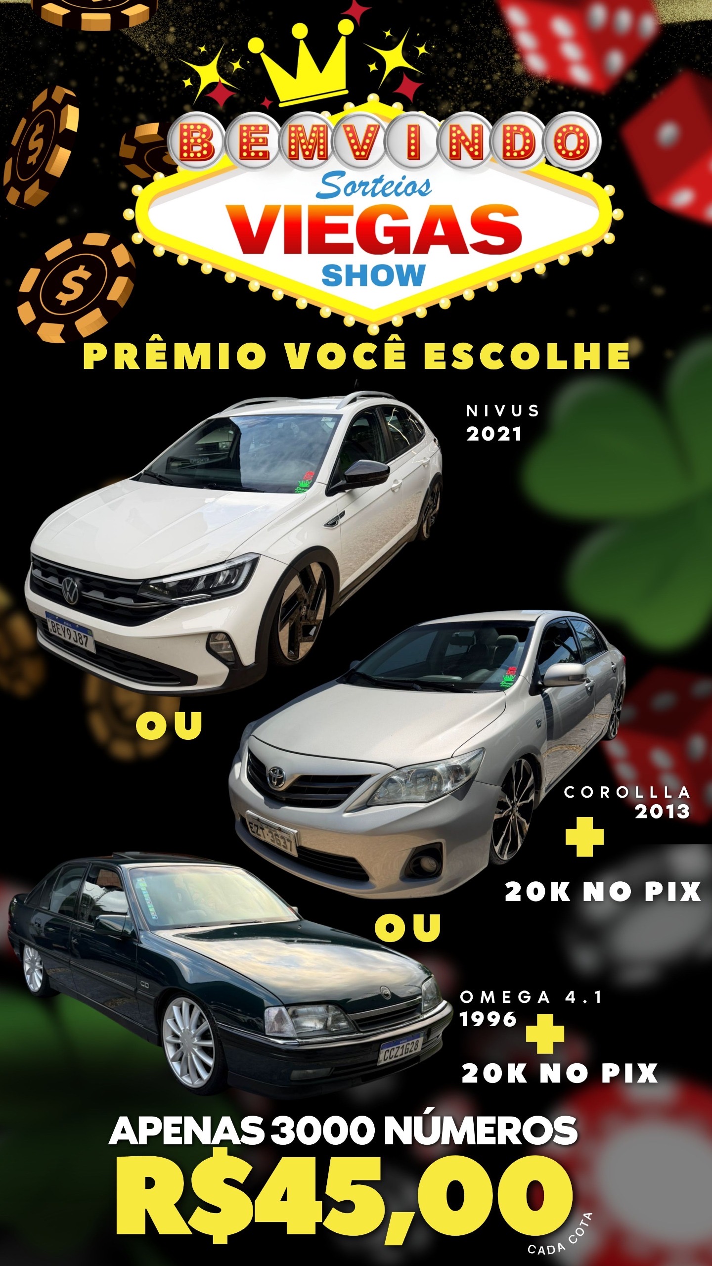 NIVUS 2021 OU  COROLLA 2013+CHEVETTE 1998 POR APENAS 45 REAIS